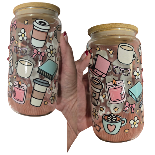 Coffee & Books 16oz Tumbler with Bamboo Lid, Straw & Cleaning Brush