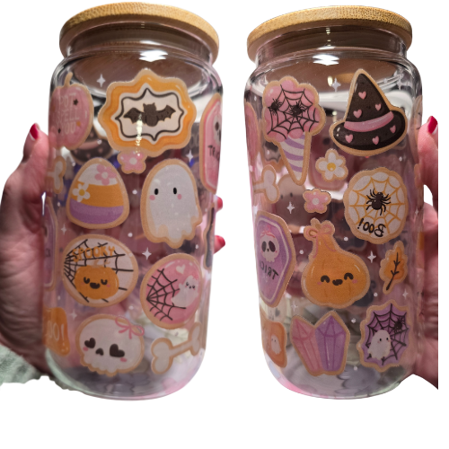 Fall and Halloween 16oz Tumbler with Bamboo Lid, Straw & Cleaning Brush