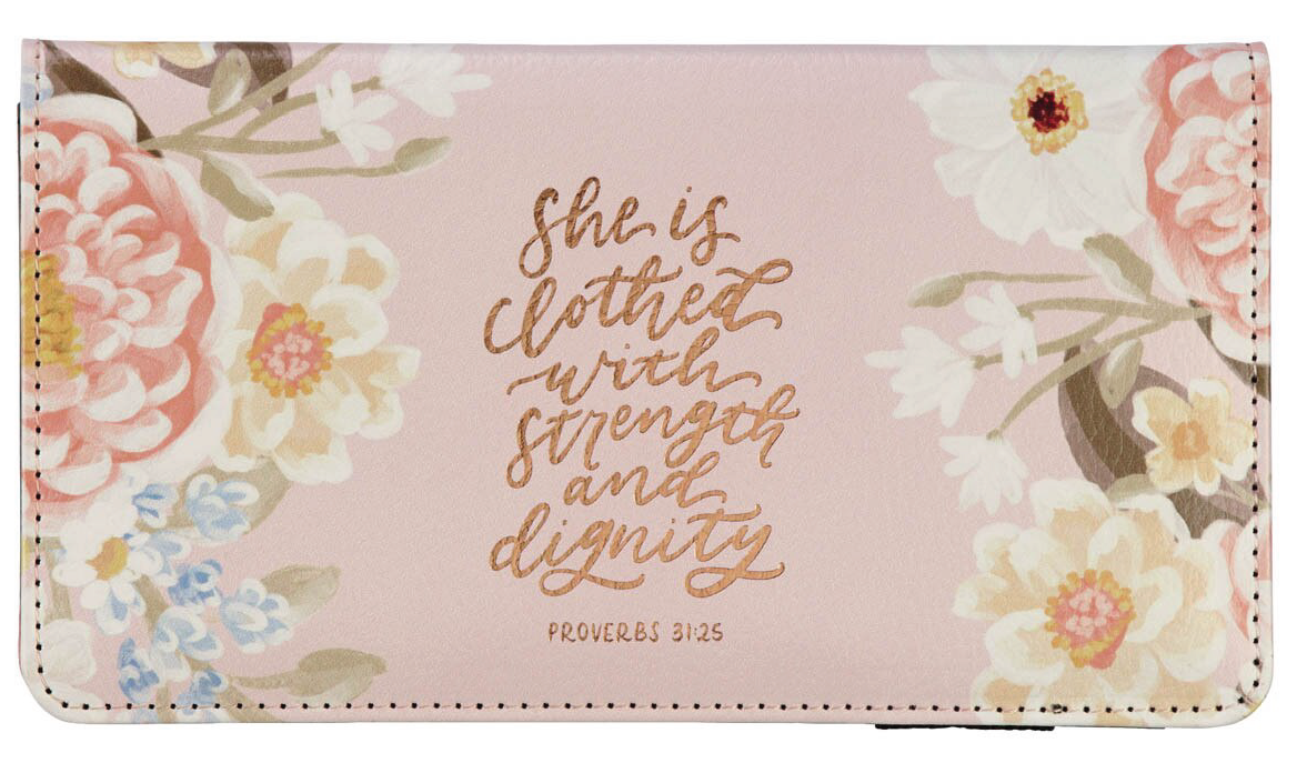 Strength & Dignity Margo Pink Floral Checkbook Wallet
