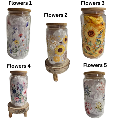 Floral 16oz Tumbler with Bamboo Lid, Straw & Cleaning Brush