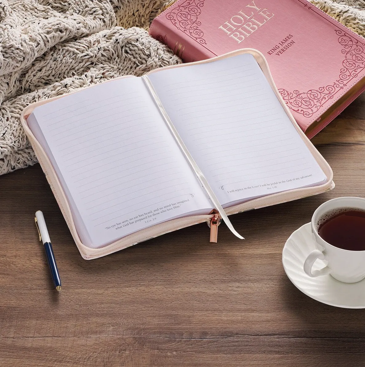 Strength & Honor Pink Floral Journal w Zipper