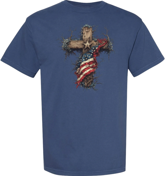 Patriotic Cross short sleeve tee shirt