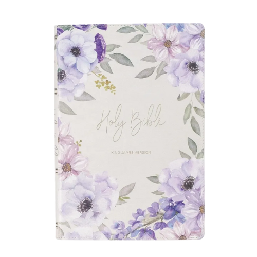 Lavender Floral Giant Print Full-size KJV Bible w Thumb Index