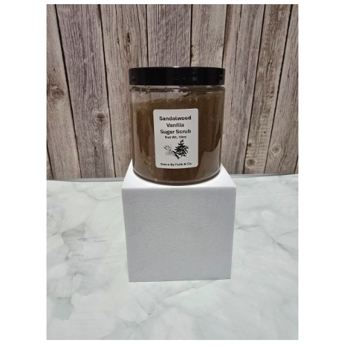 Sandalwood Vanilla Sugar Scrub Glass 10oz