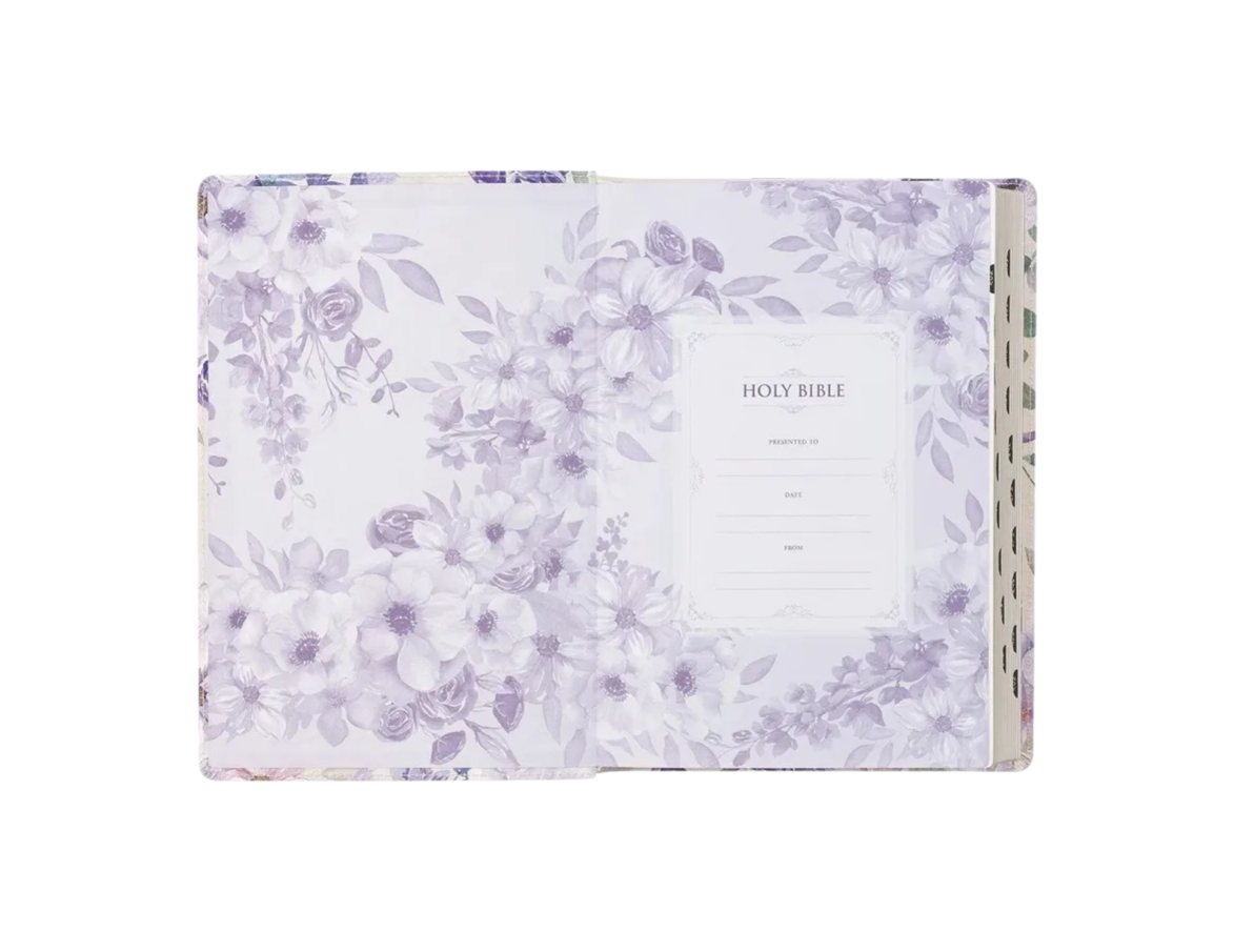 Lavender Floral Giant Print Full-size KJV Bible w Thumb Index