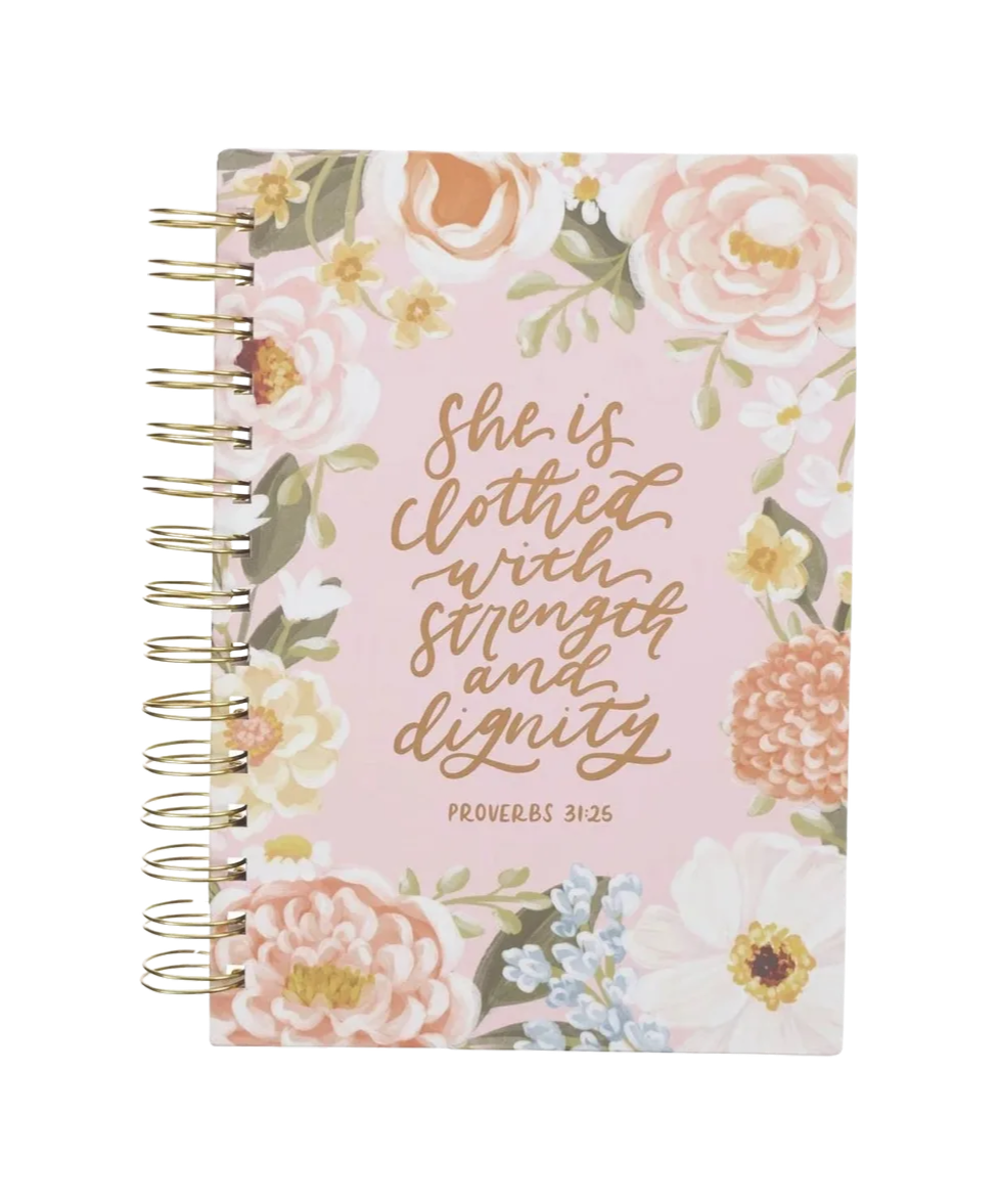 Strength & Dignity Pink Floral Spiral Journal