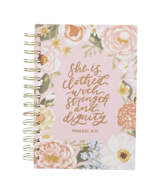 Strength & Dignity Pink Floral Spiral Journal