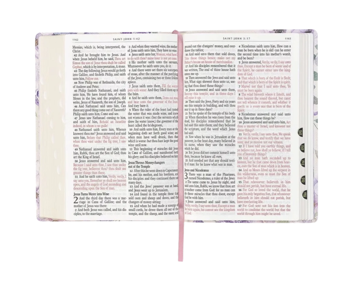 Lavender Floral Giant Print Full-size KJV Bible w Thumb Index