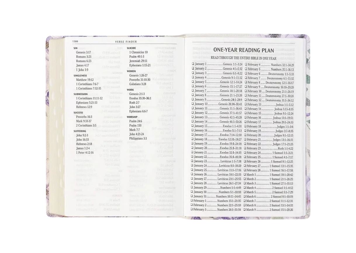 Lavender Floral Giant Print Full-size KJV Bible w Thumb Index