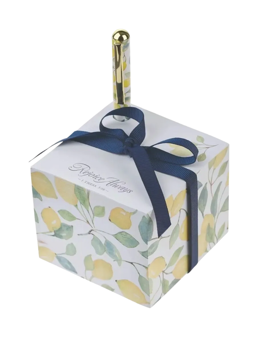 Rejoice Always Yellow Lemon Note Block with a Pen